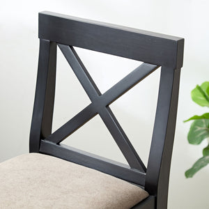 Bar Chair Counter Height Stool with Backrest Black Set of 2