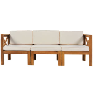 Topmax Outdoor Patio Wood 5-Piece Sectional Sofa Seating Group Set
