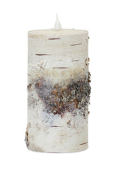 Led birch designer candle with remote 7"h