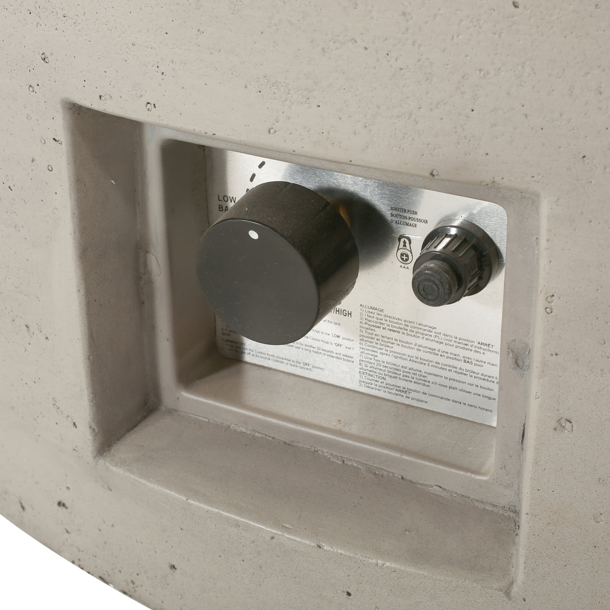 Modular circular concrete propane fire pit, light grey  50,000 btu