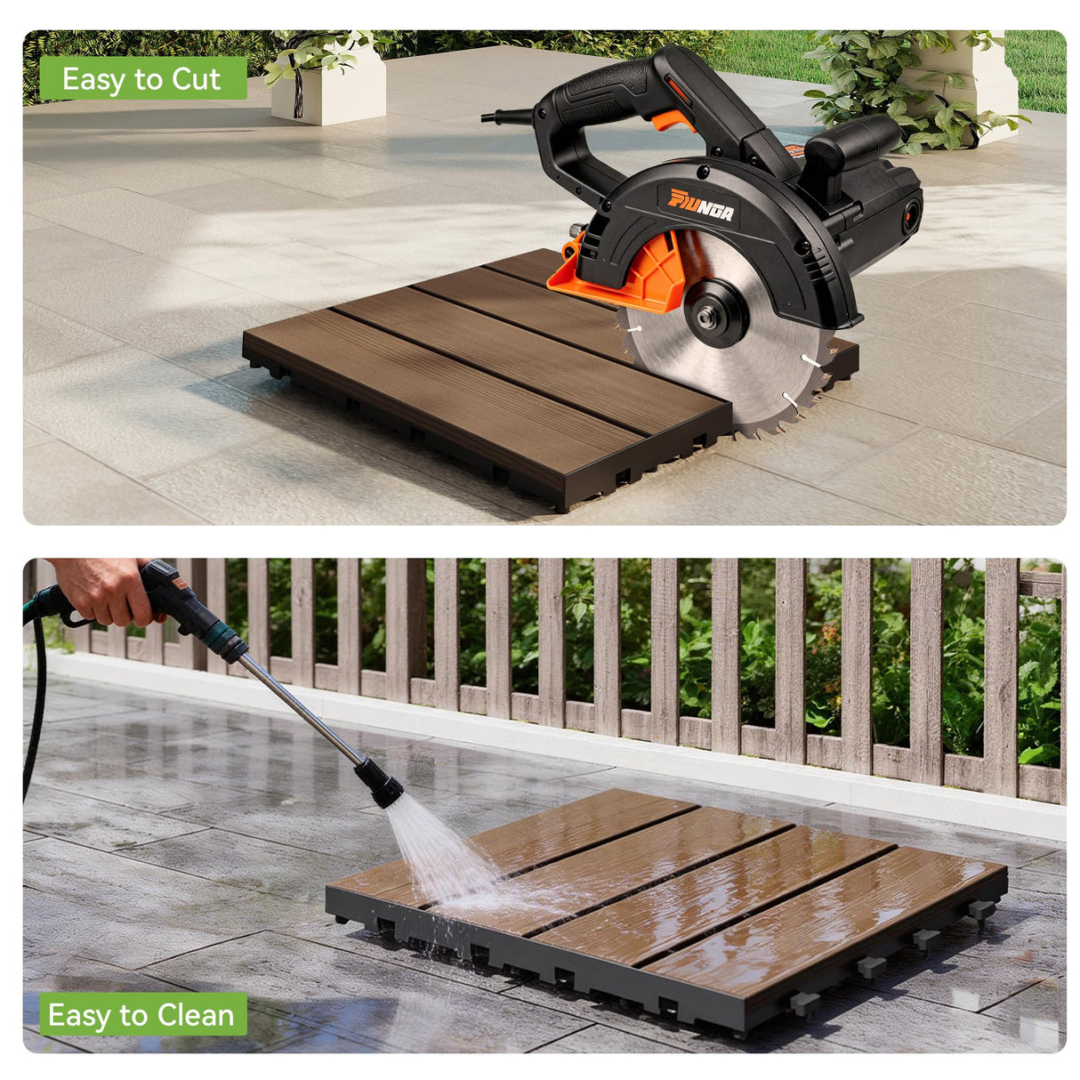 44 Pcs Interlocking Deck Tiles 12" x 12" HDPE Outdoor Flooring