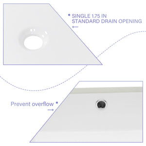 Modern Ceramic Rectangular Undermount Bathroom Sink With Overflow