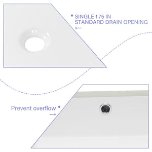 Modern Ceramic Rectangular Undermount Bathroom Sink With Overflow