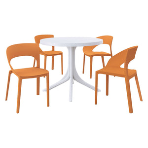 4 Piece Set Of Modern Designed Single Chairs With Round Table