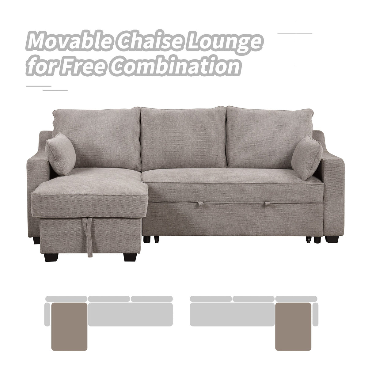 The Lionel Multifunctional Chenille Convertible Sofa Bed - USB and Storage