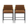 Mid Century Modern Counter Stool Set With Iron Frame