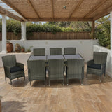 9 Piece Outdoor Patio Wicker Dining Set