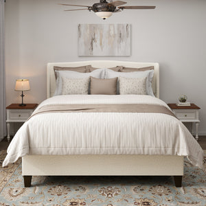 King Size Bed Frame with Upholstered Teddy Velvet Headboard