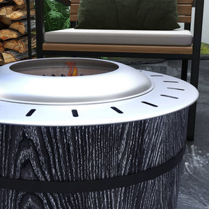 Smokeless Fire Pit with Fireproof Mat, 20" Barrel Style Portable Wood Burning Firepit