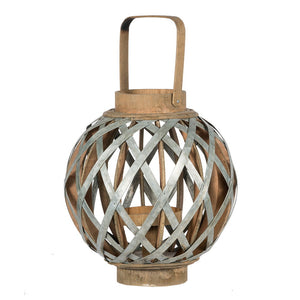 Decorative Lantern With Handle, Wooden Lantern For Indoor Outdoor, Home Garden, Wedding - Silver