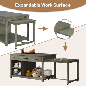 TREXM Extendable Kitchen Island with Storage