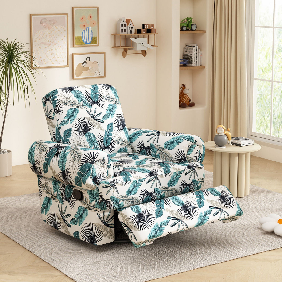 Manual Swivel Recliner Rocker Chair With Adjustable Backrest