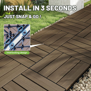 36 Pcs Interlocking Deck Tiles, 12" x 12" HDPE Outdoor Flooring