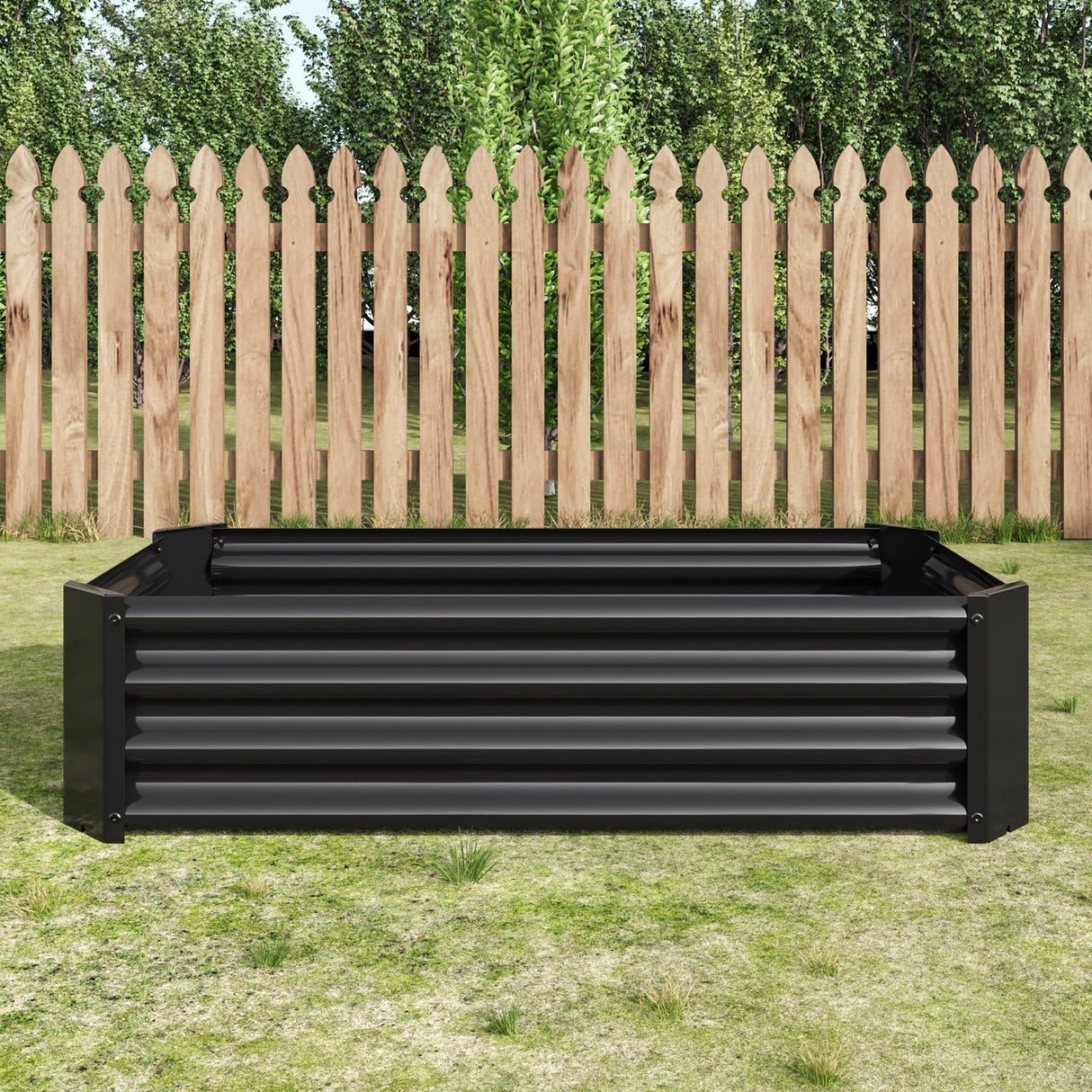 Metal Raised Garden Bed, 4×2×1ft Rectangle Planter