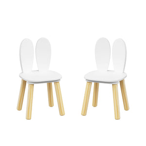 Rabbit Themed Table And 2 Chairs Set - White
