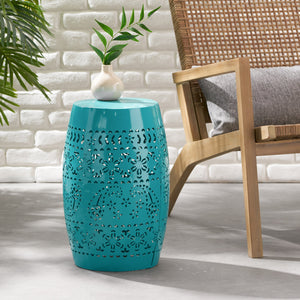 12' Outdoor Lace-Cut Side Table, Teal