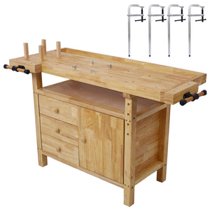 Wood Workbench - Wooden Workbench for Garage Workshop and Home