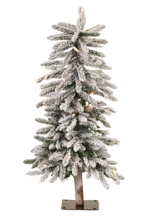 LED-Flocked-Alpine-Pencil-Tree-with-Metal-Base-3'H-Christmas-Decor