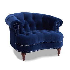Victorian Tufted Upholstered Accent Chair with Nailhead Trim - Dark Red, Blue, or Pink