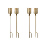 Gold Punched Metal Candle Holder Garden Stake (Set of 4)