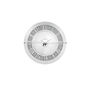 Noralie - 39" Wall Clock - Mirrored & Faux Diamonds