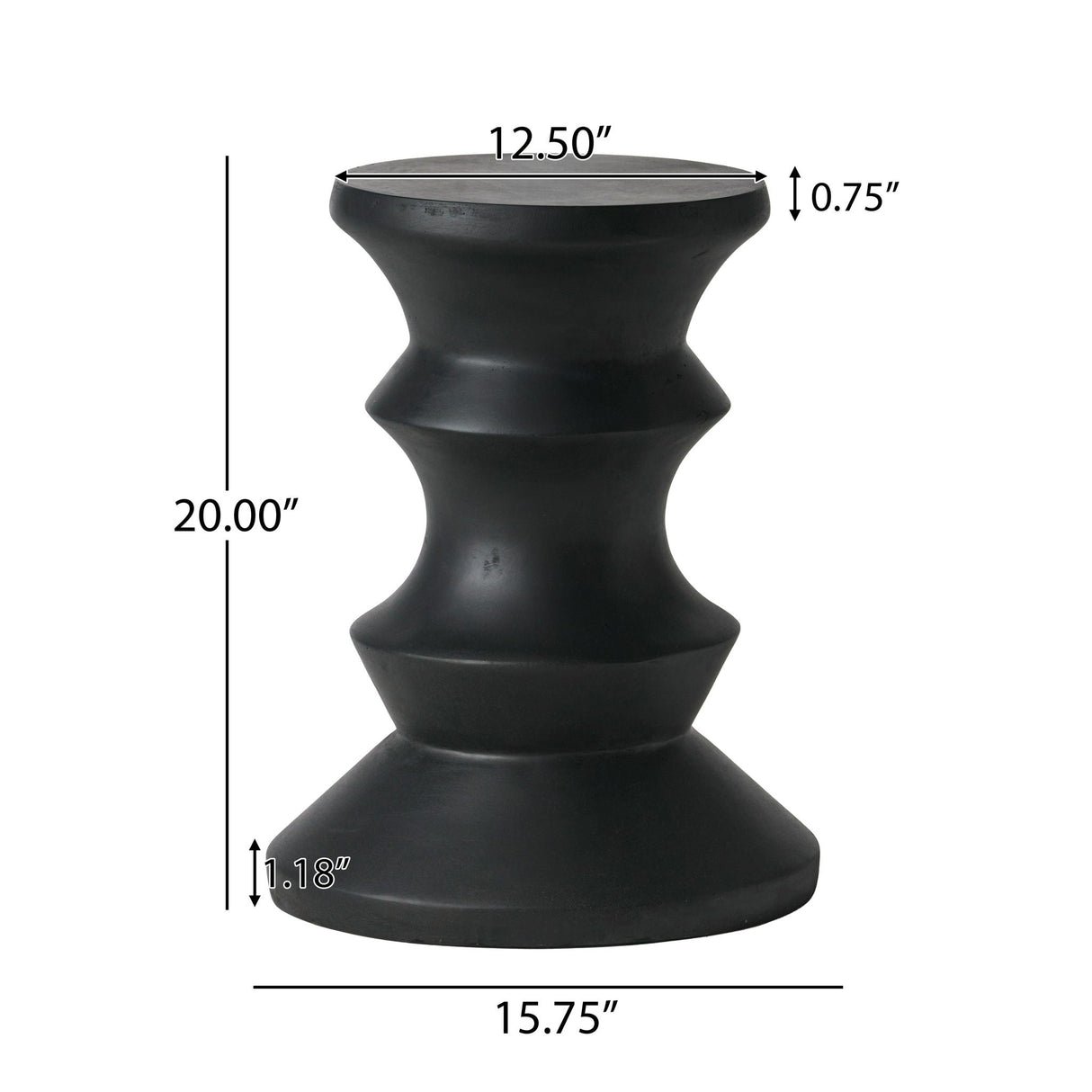 Side Table Modern Concrete Accent Piece - Black