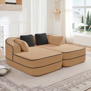 77.2" Teddy Fabric No Assembly Sofa in Camel