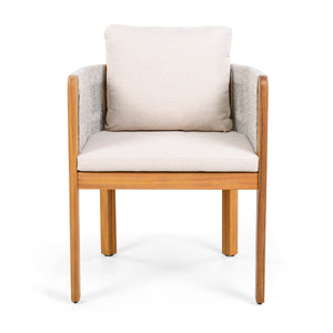 Acacia Wood Outdoor Dining Chairs 2-Pack with Beige Cushions