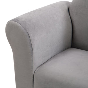 Kids Velvet Upholstered Chair With Ottoman For Comfortable Seating - Gray