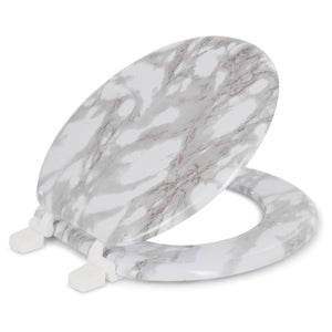 J&V Textiles Round Toilet Seat with Easy Clean & Change Hinge