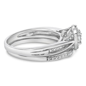 Sterling Silver 1/5 Cttw Diamond Heart Motif Bridal Set