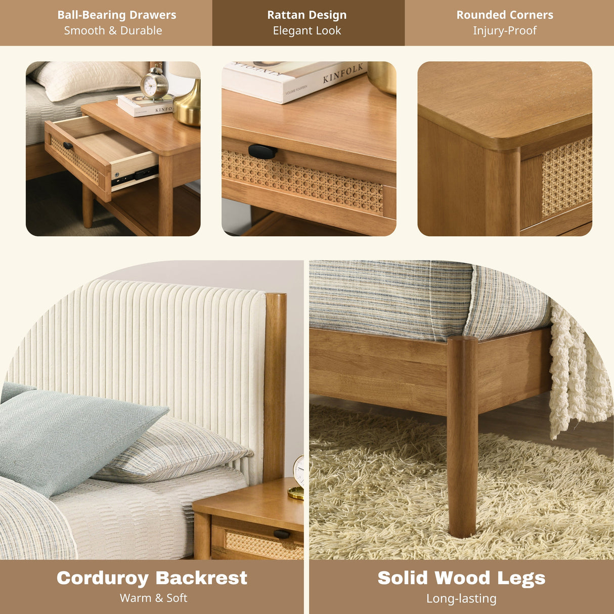 Vichy 5-Piece Rubberwood Queen Bedroom Set