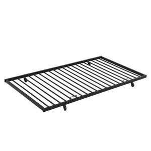 Twin Over Full Modern Metal Bunk Bed With Trundle - Black