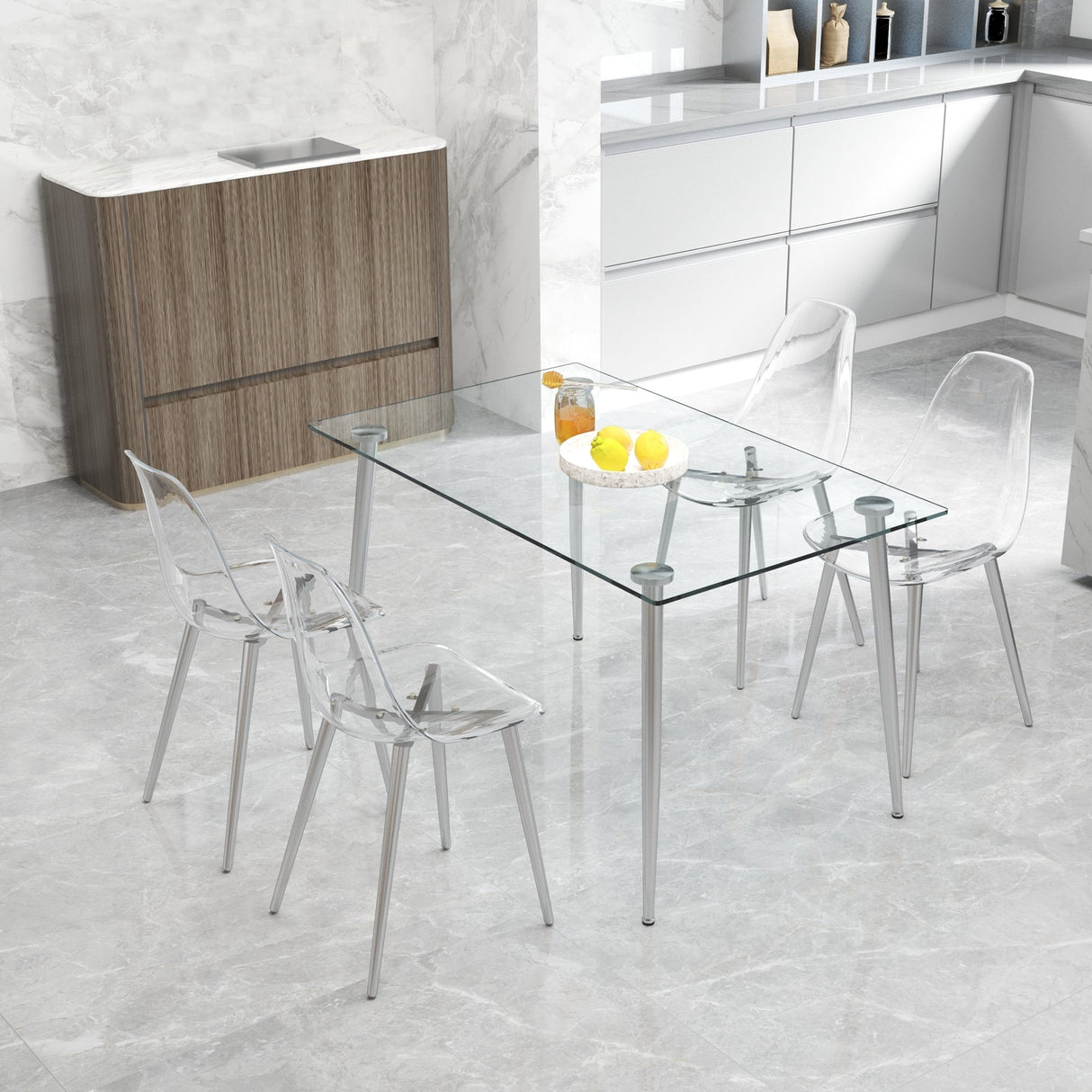 Modern Minimalist Transparent Dining Chair - 6-Piece Set