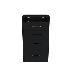 3 In 1 Vanity Desk With Open Top Mirror, Glass Desktop Makeup Set With 3 Drawers, Compact Dressing Table For Bedroom - Black