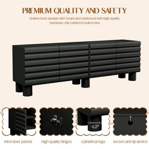 Stylish Thick Wavy Door TV Cabinet with Adjustable Shelves