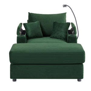 Modern Style Loveseat Sofa Sectional Sofa Couch With Storage Space, A Movable Ottoman, Two USB Ports, Two Cup Holders, A Phone Holder For Living Room