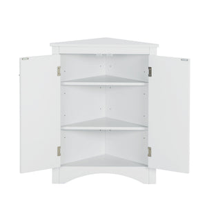 Triangle Bathroom Storage Cabinet With Adjustable Shelves, Freestanding Floor Cabinet For Home Kitchen