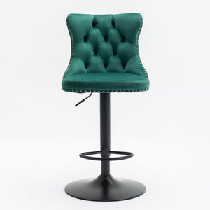 Swivel Barstools Adjusatble Seat Height, Modern Upholstered Bar Stools With Backs Comfortable Tufted For Home Pub And Kitchen Island (Set of 2)