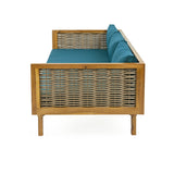 Claremont 3 Seater Daybed with Rattan Arms and Acacia Wood Frame