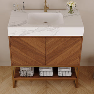 29.9" Modern Free-standing Bathroom Vanity with Ceramic Sink