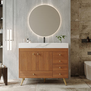 36" Freestanding Bathroom Vanity with Faux Marble Top