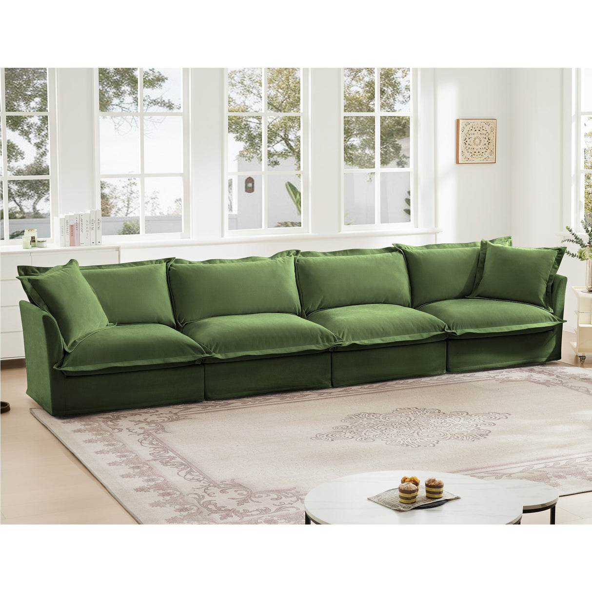 Slipcovered Long Sofa - 4 Seater