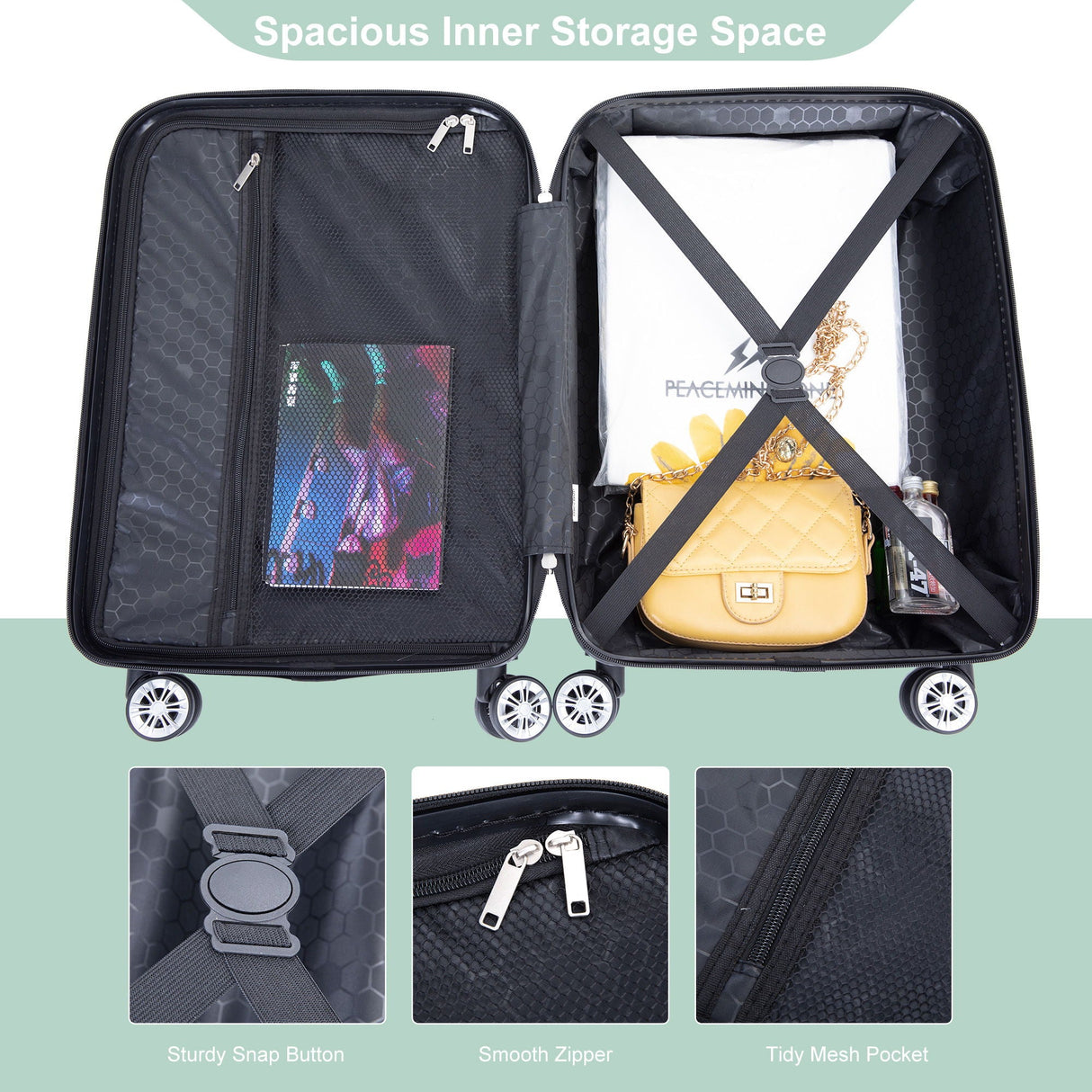 2 Piece Luggage Sets Lightweight Suitcase, Spinner Wheels