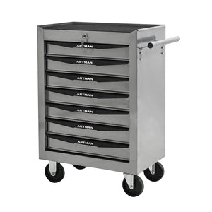 Rolling Metal Tool Chest with 7 Drawers, 20" Cabinet Silver