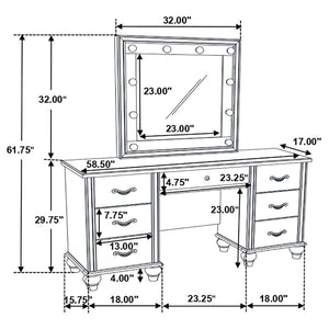 Charlotte - 7 Drawer Vanity Desk With LED Mirror - White