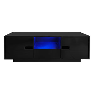 Modern High Glossy Rectangle Coffee Table with 16 Color LED Lights
