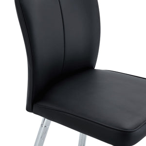 Modern Bar Chair Set Streamlined Backrest Metal Legs 2 Pieces - Black / Silver