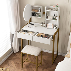 Small Vanity Desk with Mirror and Lights