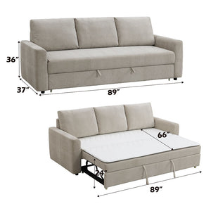 Leira - Sofa With Sleeper - Beige Linen